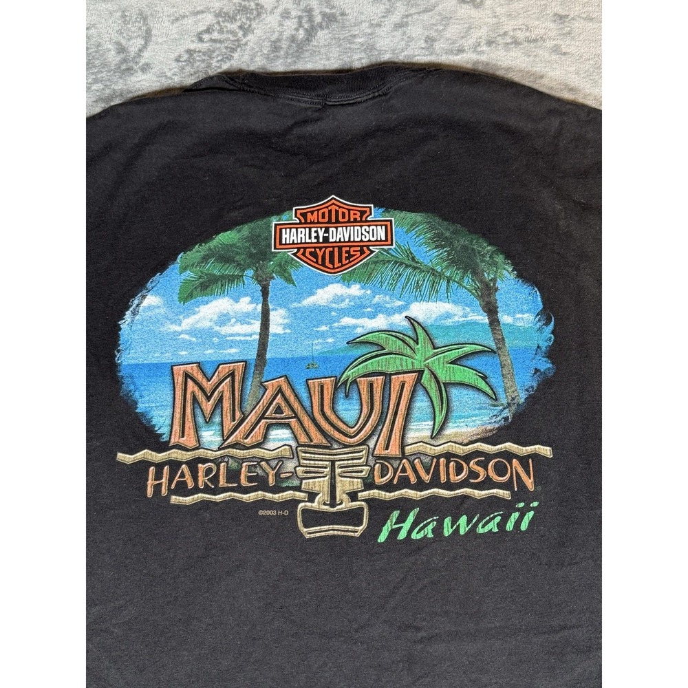 Vintage Harley-Davidson Shirt Mens L Black Maui Hawaii Motorcycle Graphic Tee